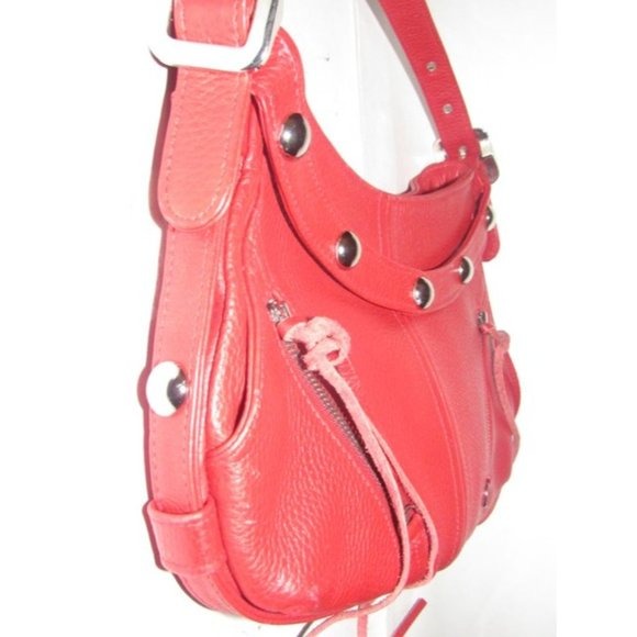 Botkier TRIGGER Red Buttery Soft Textured Leather Hobo Shoulder Bag