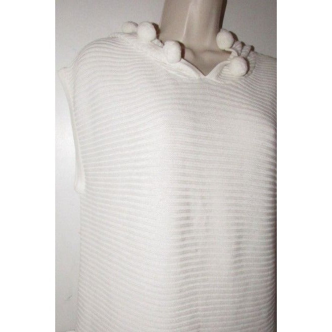 Trina Turk White With Textured Design And Pom Pom Accents At The Hem And Hood Top
