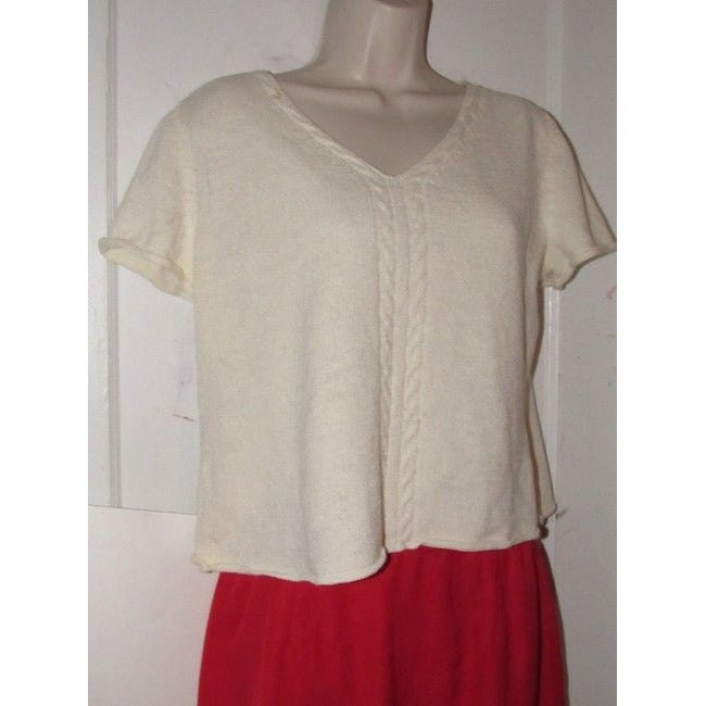 St John Ivory With Braided Sweater Pullover