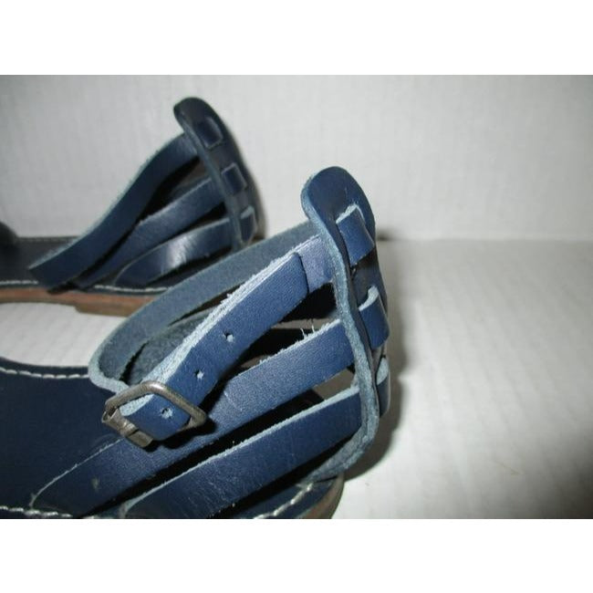 Madewell Blue Strappy Accent Stitched Flats Sandals Size Us