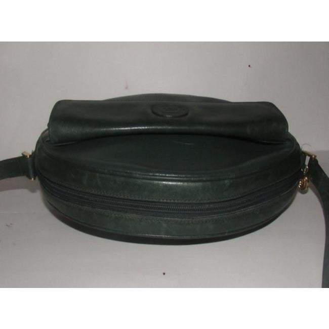 Gucci Round Canteen Style Textured Green Leather Satchel