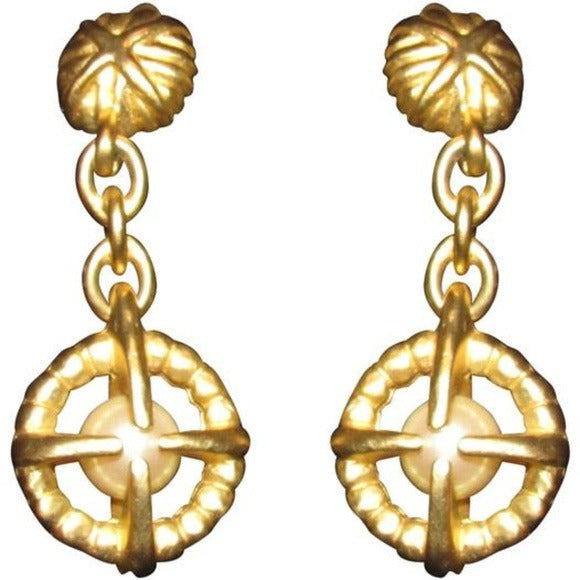 SALE-Givenchy Brushed Gold with Large Pearls Earrings