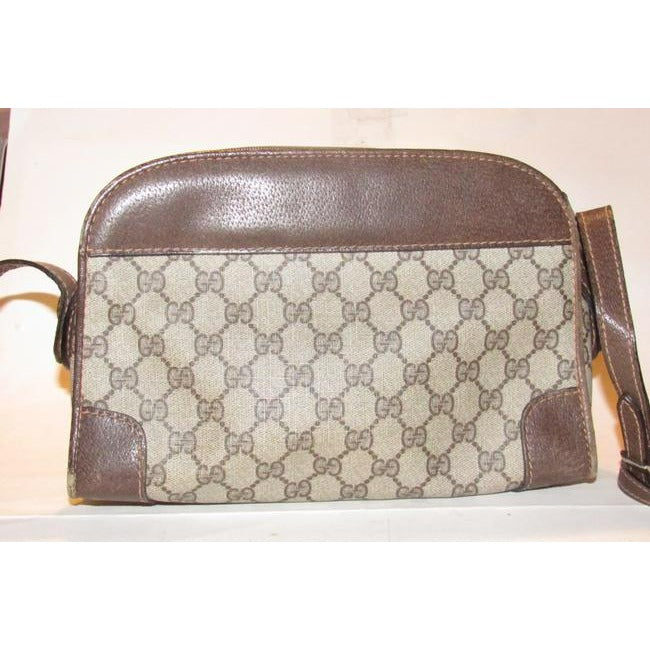 Gucci Vintage Gg Web Brown And Large G Logo Print Coated Canvas