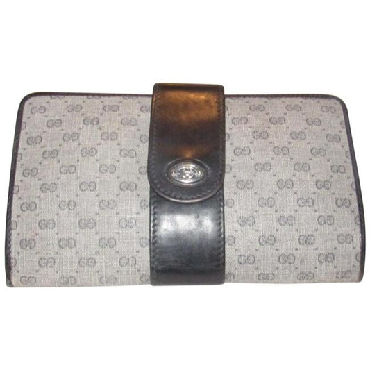 Gucci Blue Small G Logo Print Coated Canvas And Navy Leather With Chrome Accents Vintage Collection