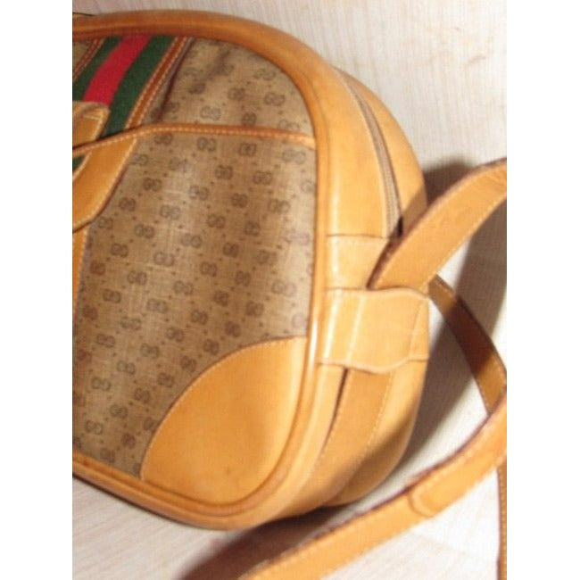 Gucci Vintage Pursesdesigner Purses Brown Small G Logo Print Coated Canvas And Camel Leather With Re