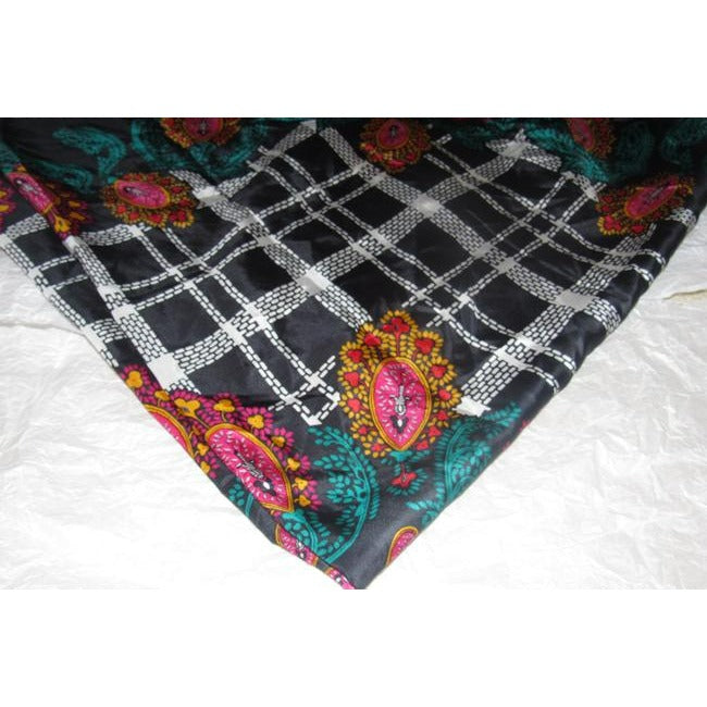 Diane Von Furstenberg Colorful Abstract Scarf with Floral/Peacock Design