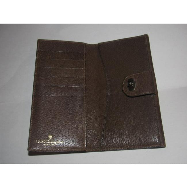 Gucci Brown Leather Two-Tone Clasp Collection Continental Wallet