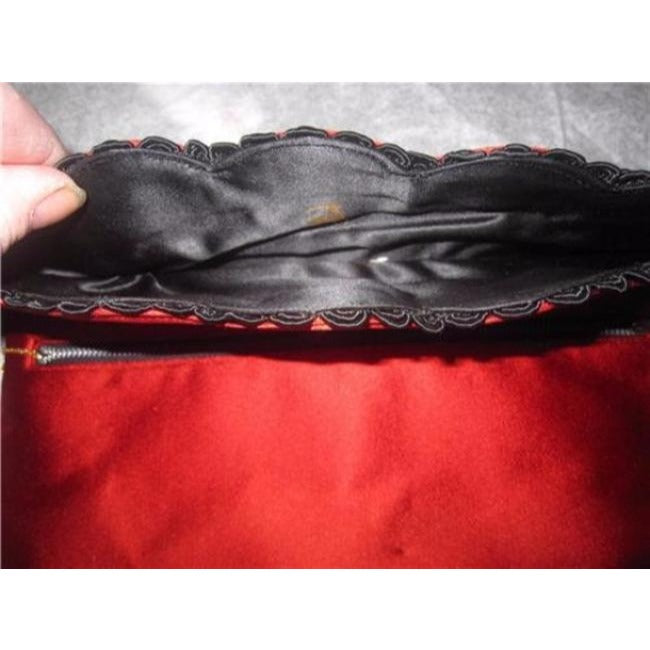 Koret Vintage Pursesdesigner Purses Red And Black Silk And Velvet Clutch