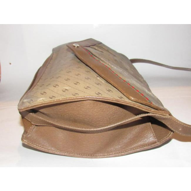 Gucci Vintage Coated Canvas Leather In Browns With Red Green Accent