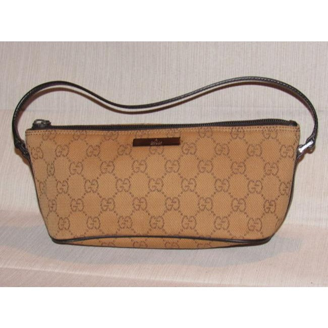 Gucci Pouchette Purses Burnt Orange And Brown Canvas Leather Hobo Bag