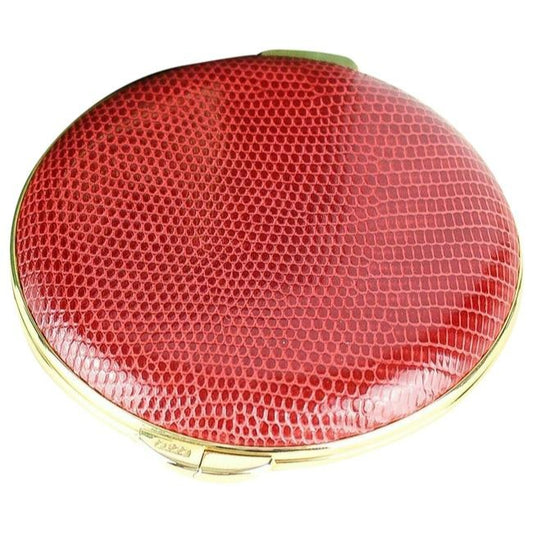 Gucci Red Lizard Leather Gold Compact