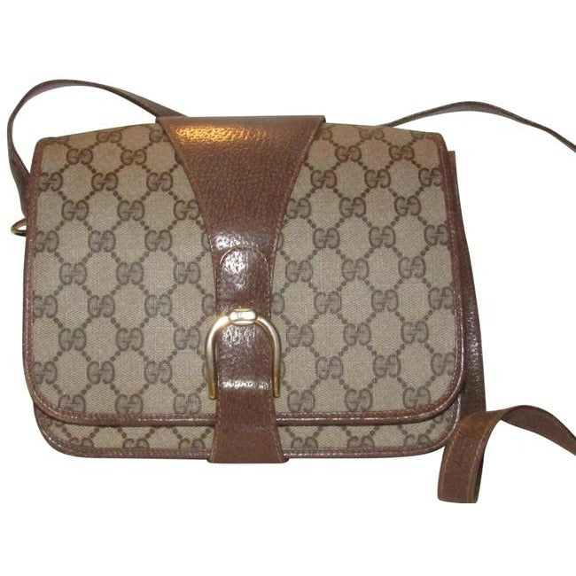 Gucci Horsebit Vintage Accessory Collection Brown Large G Logo Print