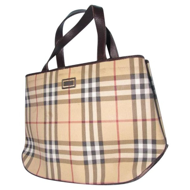 Burberry Nova Check Plaid Canvas & Leather Satchel