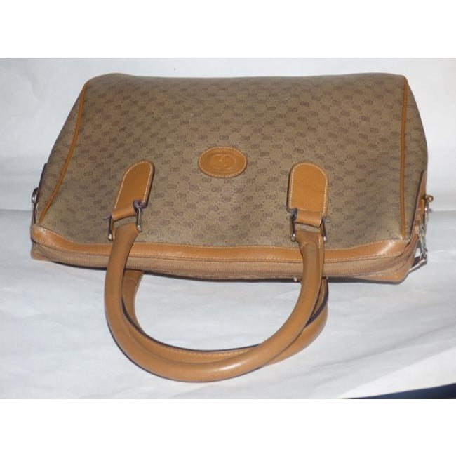 Gucci Boston Xl Two Style Purse Brown Patent Gg Canvas Satchel