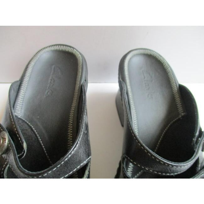 Clarks Black Elasticized Straps Mulesslides Size Us