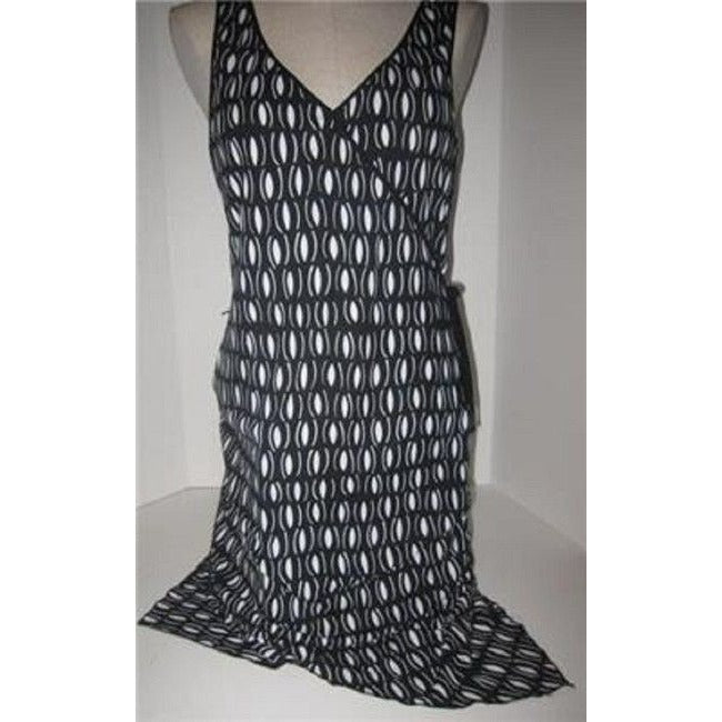Laundry By Shelli Segal Black And White Mod Diamond Print Knee Length Short Dress