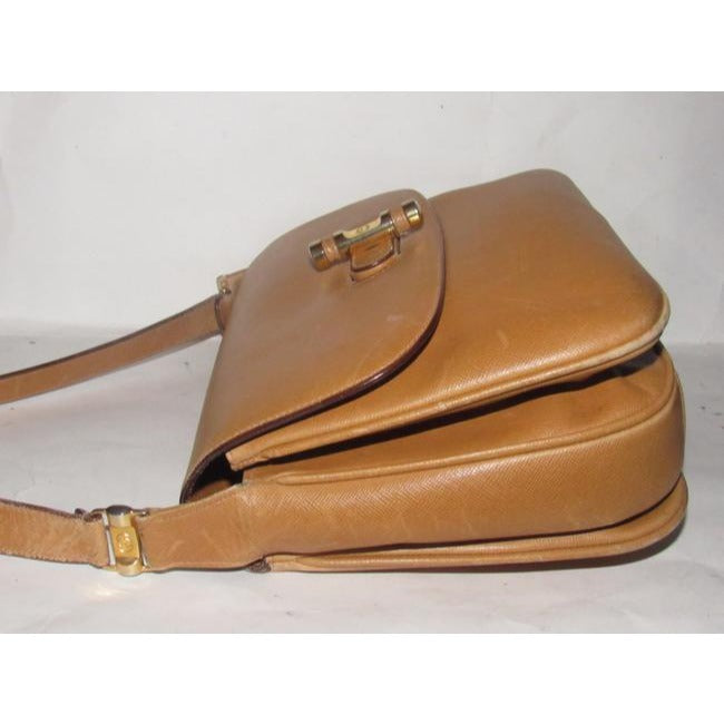 Gucci Vintage Pursesdesigner Purses Light Camel Brown Textured Leather Shoulder Bag