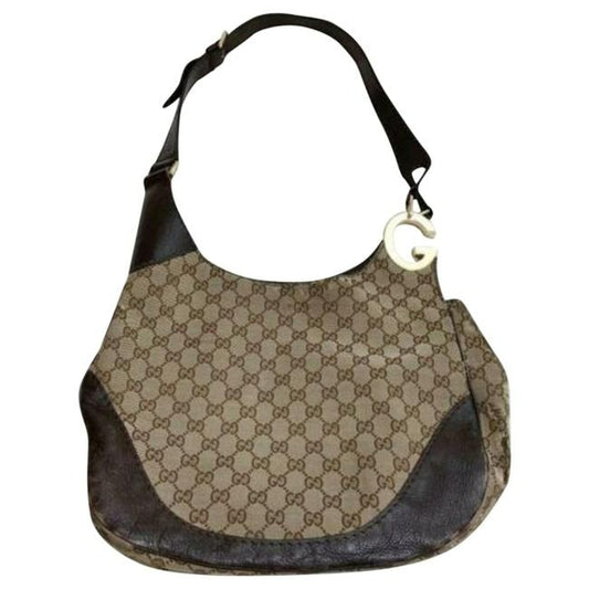 Gucci Shoulder Brown Guccissima Print Canvas And Leather Hobo Bag