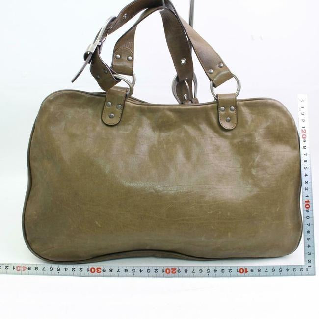 Amazing Dior Vintage, 'Gaucho' Satchel in Olive Leather with Copper Trim and Silver Hardware