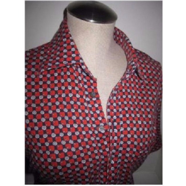 Lanvin Red White And Blue Print Button Down Top
