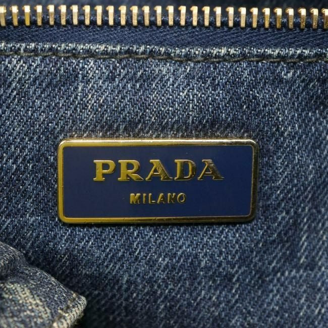 Prada Canapa Dark Rinse Blue Denim Shoulder Bag