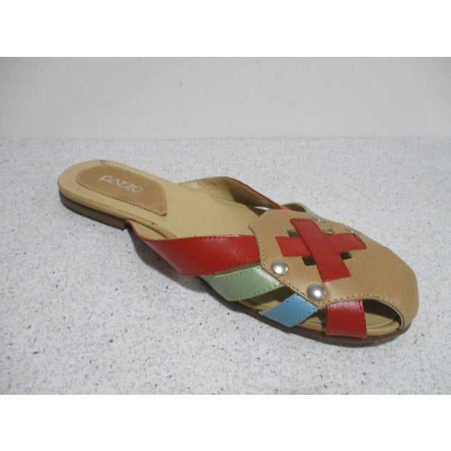 Pazzo Jekel Green Red Blue Multi Color Beige Woven Vamp Slide Sandals Flats Size Us