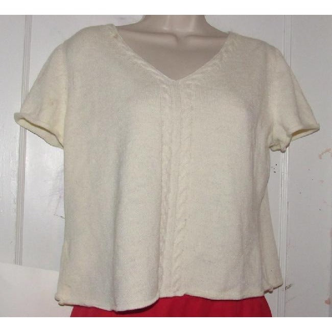 St John Ivory With Braided Sweater Pullover