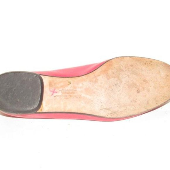 Salvatore Ferragamo Pink Leather Vintage Ballet Flats With Metallic Taupe Trim And Bows