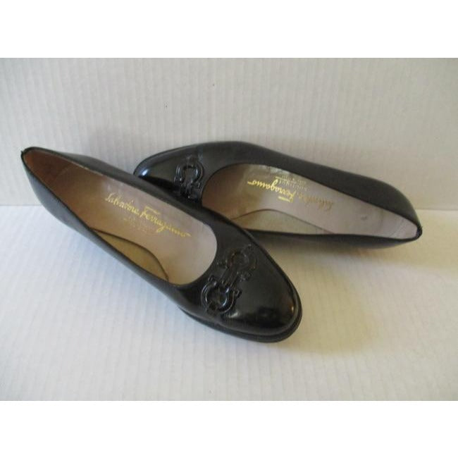 Salvatore Ferragamo Black Patent Leather Flats Size Us