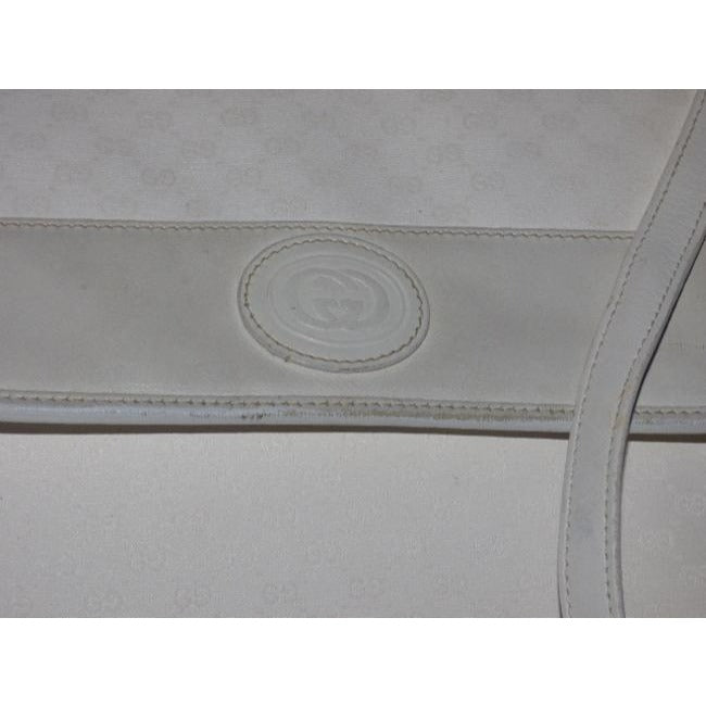 Gucci Vintage White Small G Logo Coated Canvas Leather Cross Body