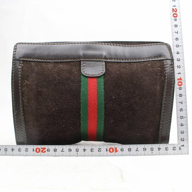 Gucci Vintage Accessory Collection Purses Brown Suede And Leather Clutch