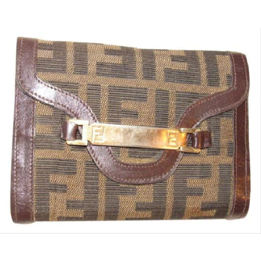 Fendi Tobacco Zucca Print Tri Fold Unisex Wallet