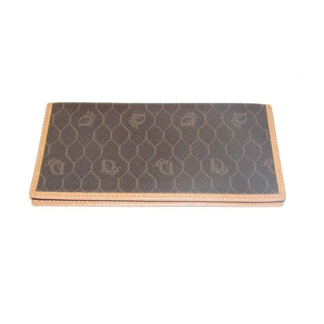 Dior Grey Camel Honeycomb Print Wallet