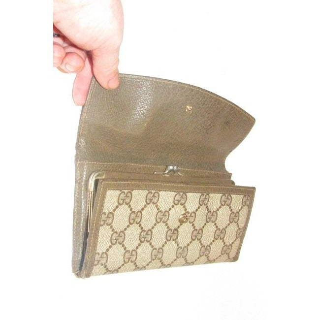 Gucci Brown Guccissima Print Xl Early Tri Fold Continental Wallet