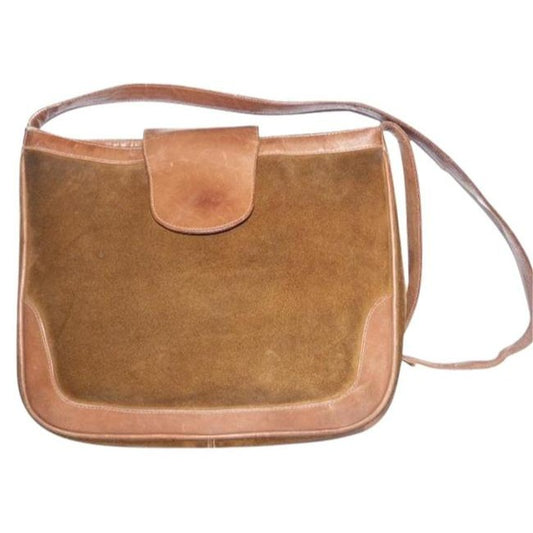 Gucci Vintage Brown Suede Camel Leather Hobo Bag