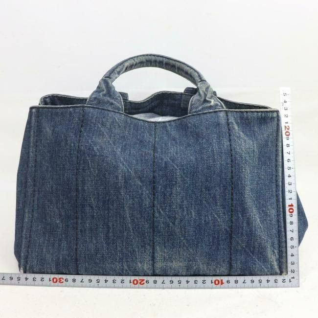 Prada Canapa Dark Rinse Blue Denim Shoulder Bag