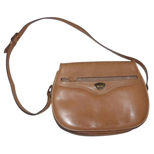 Gucci Vintage Camel Color Leather Shoulder Bag