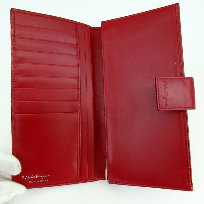 Salvatore Ferragamo Red Gancin Print Leather Wallet