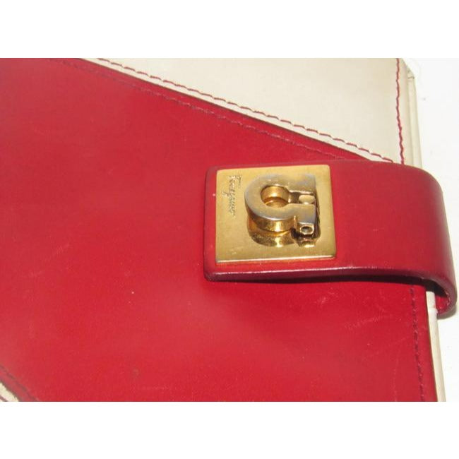 Salvatore Ferragamo Red And White Leather Vintage Wallet