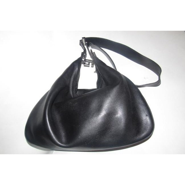 Gucci Shoulder Style With Locking Chrome G Black Leather Hobo Bag