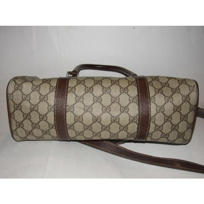 Gucci Boston Vintage Satchelsdesigner Purses Shades Of Brown Large G Logo Print Coated Canvas And Br