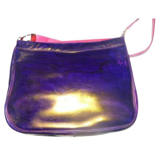 Gucci Vintage Pink And Purple Leather Glossy Shoulder Bag