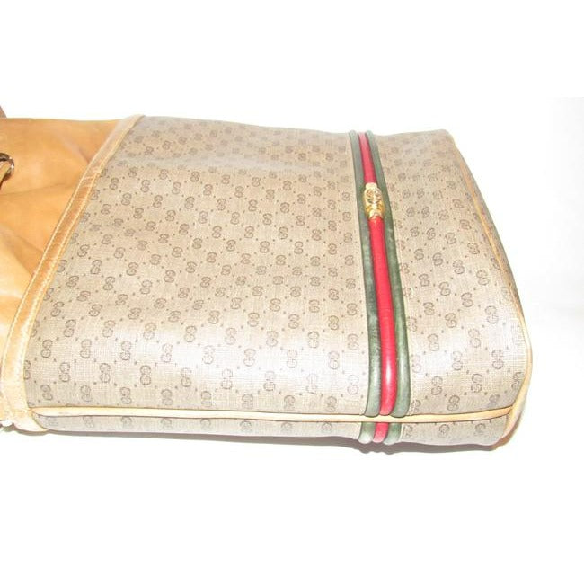 SOLD! Gucci Vintage Camel Leather With Red And Green Bold Gold Gg Horse Bit Center