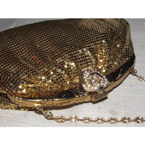 Whiting And Davis Vintage Mirrored Gold Chain Maille Mesh Designer Purse