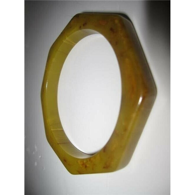 RARE Carved Octagonal Vintage Art Deco Era Peanut Butter Bakelite Bangle