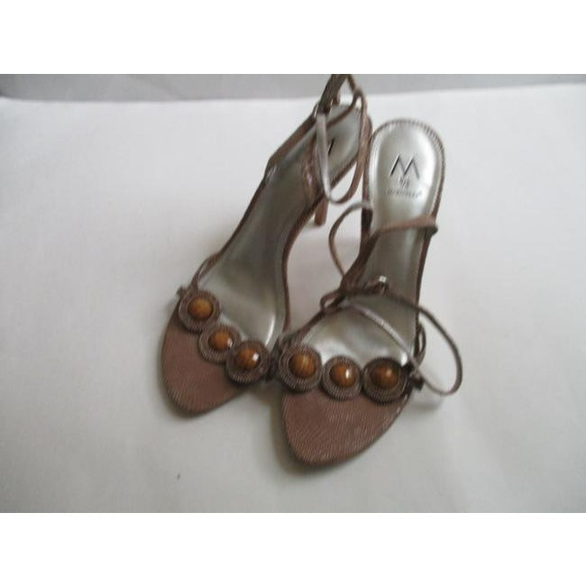 A Marinelli Beige M Boho Tan Lizard Open Heels Sandals Size Us