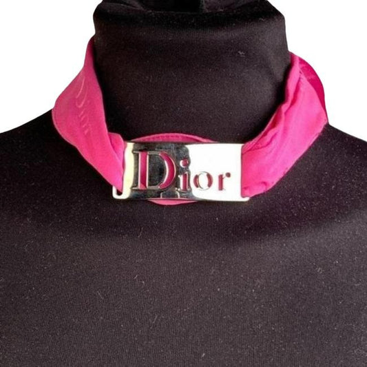 Dior Pink Removable Chrome Ring Scarf