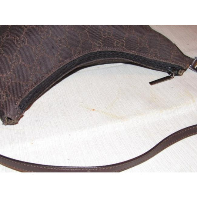 Gucci Webby Brown Canvas And Leather Hobo Bag