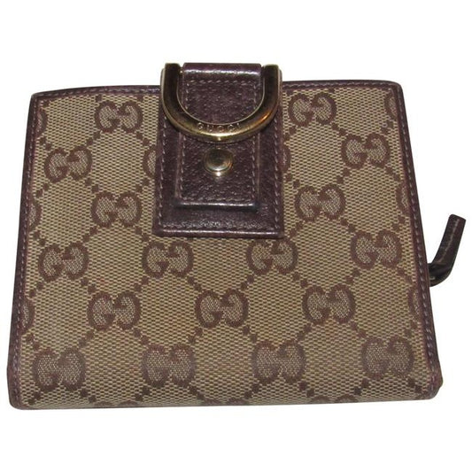 Gucci Brown Large G Logo Print Coated Canvas And Brown Leather With A Gold Abbey D Ring Accent Vinta