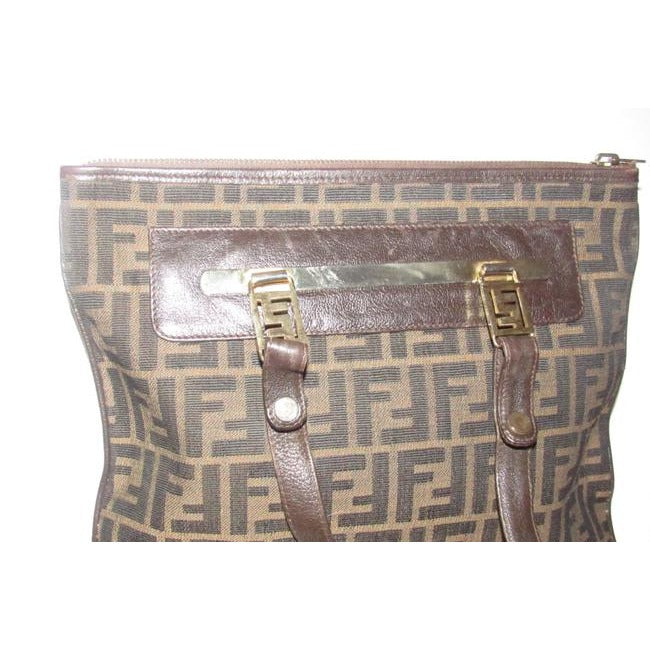 Fendi Vintage Pursesdesigner Purses Zucca Print In Shades Of Brown Coated Canvas And Leather Satchel